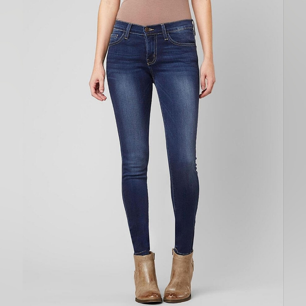 Mid-Rise Blue Modal Stretchy Skinny Ankle Jeans